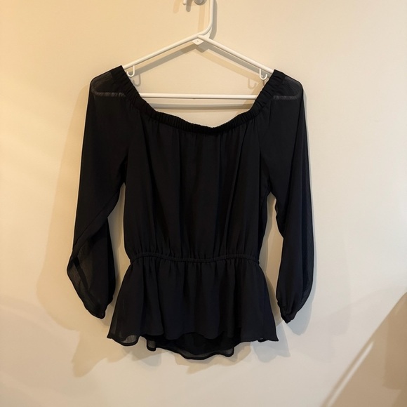 Abercrombie & Fitch Black Peplum 3/4 Sleeve Blouse - Picture 4 of 9